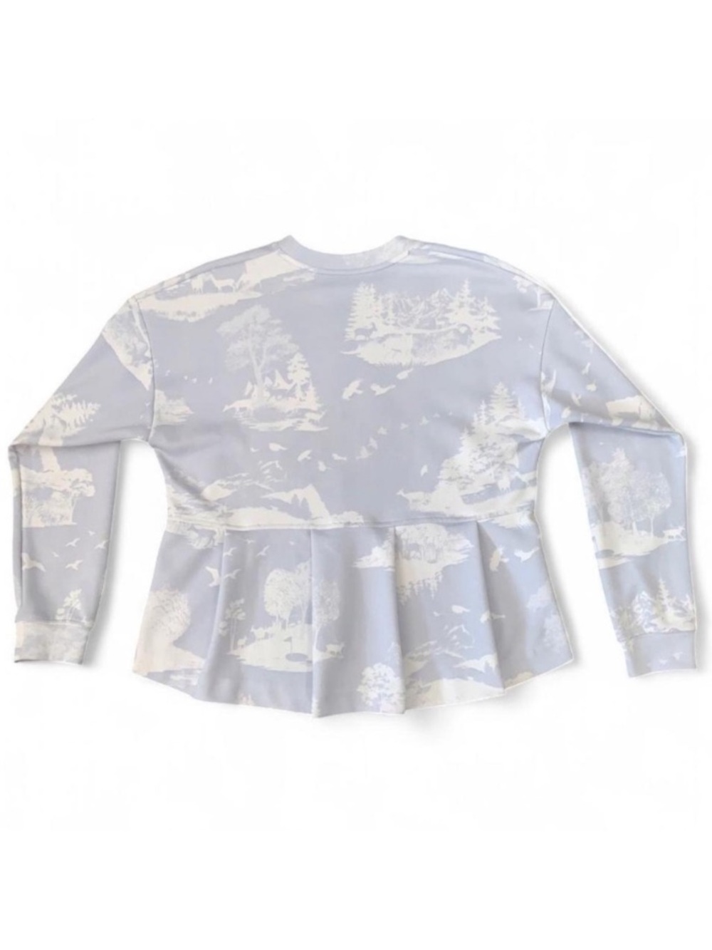 Nike Dri-FIT Scenic Wildlife Toile Print Peplum Pullover Women’s M Blue White